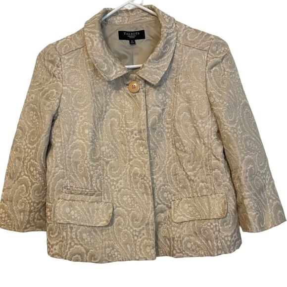 Talbots‎ Petites Tan Metallic Gold Jacket Size 4P - Picture 1 of 4